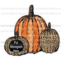 3 pumpkins monogram Sublimation transfers Heat Transfer