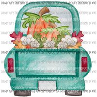 Antique Truck Back Agua Fall Harvest Sublimation transfers Heat Transfer