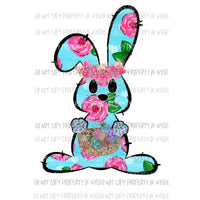 Aqua Bunny flowers floral print Sublimation transfers Heat Transfer