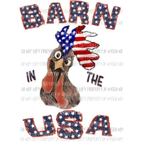 Barn in the USA Chicken Rooster Flag Sublimation transfers Heat Transfer