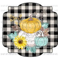 Black and cream Plaid with Pumpkins Sublimation transfers Heat Transfer