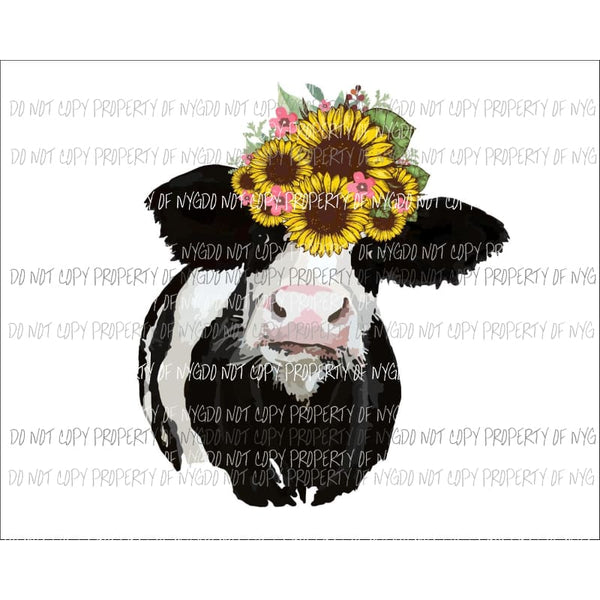 Black Cow #3 sunflowers Sublimation transfers Heat Transfer