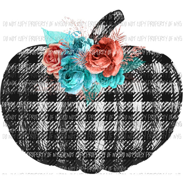 Black plaid pumpkin flowers Sublimation transfers Heat Transfer