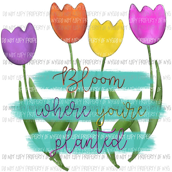 Bloom Where Youre Planted tulips Sublimation transfers Heat Transfer