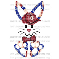 Boy Baseball Bunny red and blue Sublimation transfers Heat Transfer