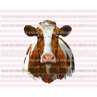 Brown Cow pink striped background Sublimation transfers Heat Transfer