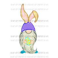 Bunny Ears Gnome blue feet egg Sublimation transfers Heat Transfer