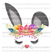 Bunny eyes shut Hand Drawn Sublimation transfers Heat Transfer