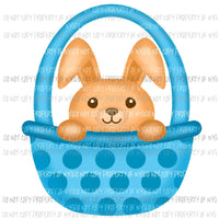 Bunny in a basket blue polka dots Sublimation transfers Heat Transfer