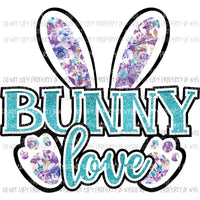 Bunny Love #2 purple floral blue letters Sublimation transfers Heat Transfer