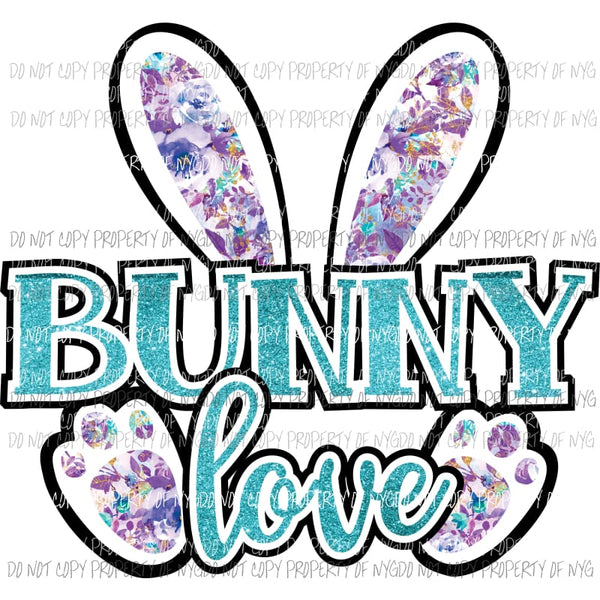 Bunny Love #2 purple floral blue letters Sublimation transfers Heat Transfer