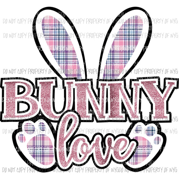 Bunny Love #4 pink purple plaid Sublimation transfers Heat Transfer