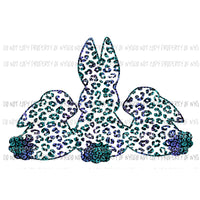 Bunny Trio #3 blue green leopard Sublimation transfers Heat Transfer