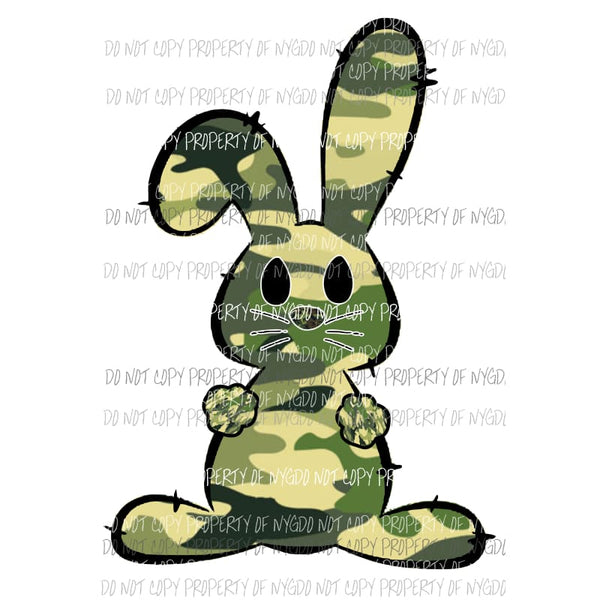 Camo Bunny #2 green tan Sublimation transfers Heat Transfer