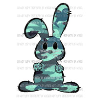 Camo Bunny #3 teal Sublimation transfers Heat Transfer