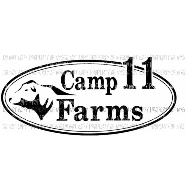 Camp Farms logo Sublimation transfers Heat Transfer