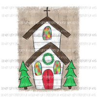 Christmas Church Sublimation transfers Heat Transfer