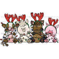 Christmas Farm Animals #1 now words cow sheep horse pig Sublimation transfers Heat Transfer