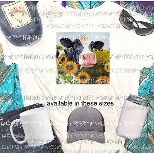 cow painting with sunflowers Sublimation transfers Heat Transfer