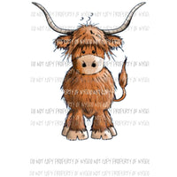 Cute Brown Bull Sublimation transfers Heat Transfer