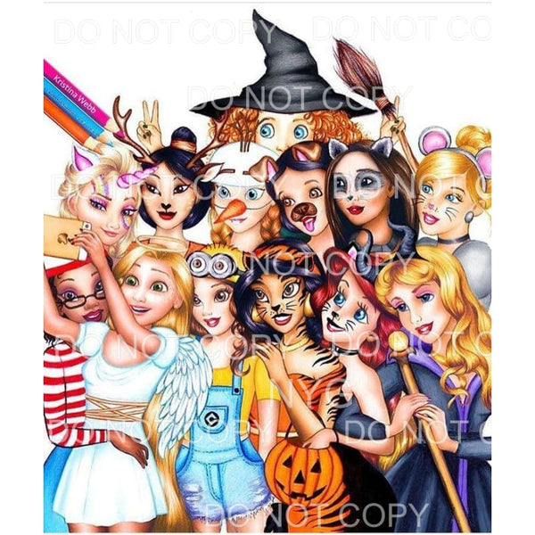 Disney Princesses Wearing Halloween Costumes Sublimation 