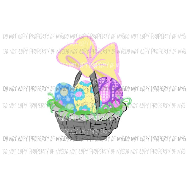 Easter Basket #2 eggs yellow bow Sublimation transfers Heat Transfer