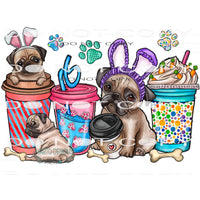 Easter Coffee Pug #9960 Sublimation transfers - Heat