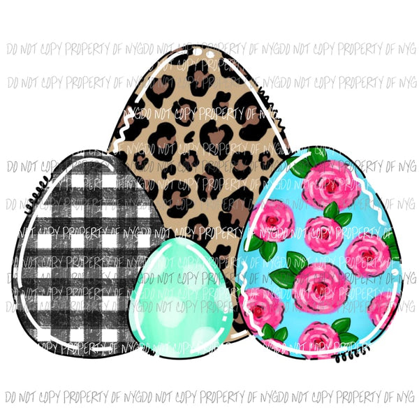 Easter Eggs leopard flowers plaid polka dots Sublimation transfers Heat Transfer