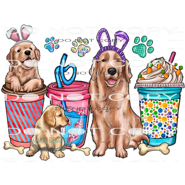 Easter Golden Dog Drink #9932 Sublimation transfers - Heat