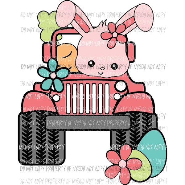 Easter Jeep Girl #1 pink Sublimation transfers Heat Transfer