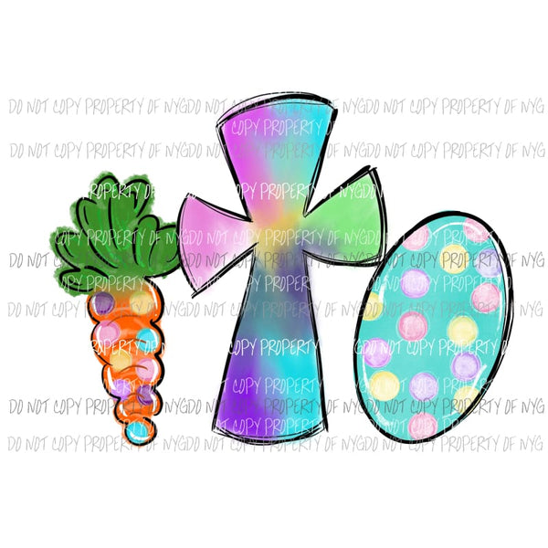 Easter trio carrot cross egg Sublimation transfers Heat Transfer