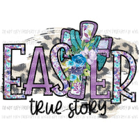 Easter true story #4 cross with flowers leopard background Sublimation transfers Heat Transfer