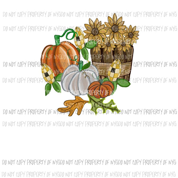 Fall Pumpkin Sunflower Arrangement Sublimation transfers Heat Transfer