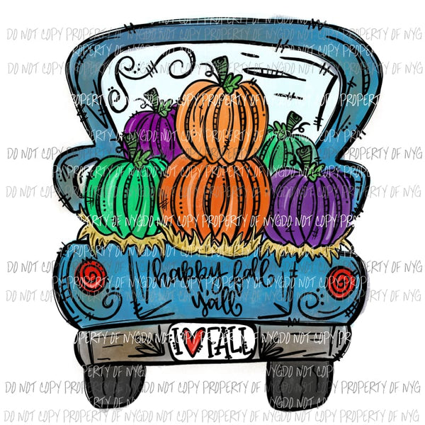 Fall Truck Pumpkins # 9 Happy Fall Yall Sublimation transfers Heat Transfer