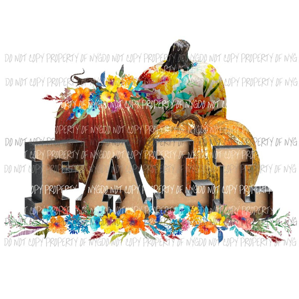 Fall with pumpkins floral Sublimation transfers Heat Transfer