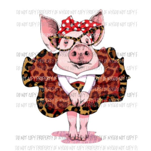 Fancy Pig Leopard Sublimation transfers Heat Transfer