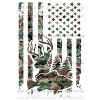 Flag Camo #1 buck trees Sublimation transfers Heat Transfer