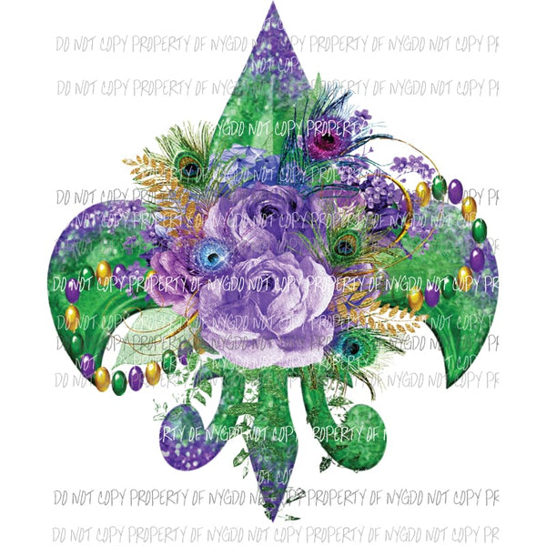 Fleur De Lis #1 beads roses green purple Sublimation transfers Heat Transfer