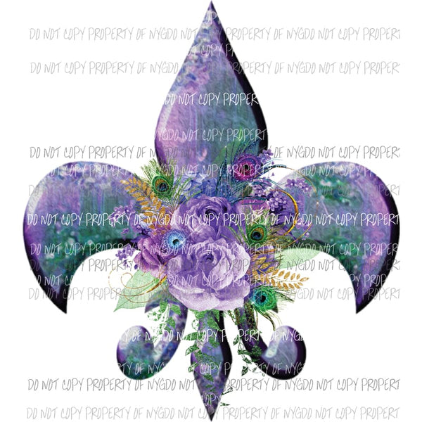 Fleur De Lis #2 purple floral flowers Sublimation transfers Heat Transfer