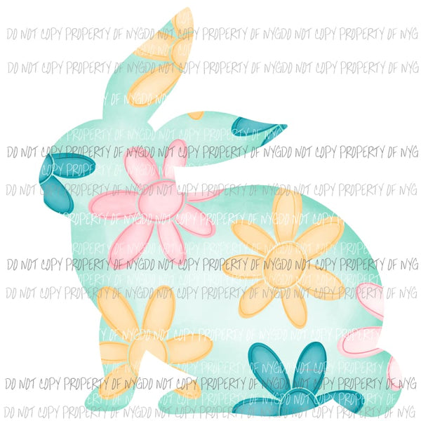 Floral Bunny Sublimation transfers Heat Transfer