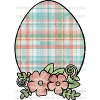 Floral Egg peach plaid Sublimation transfers Heat Transfer