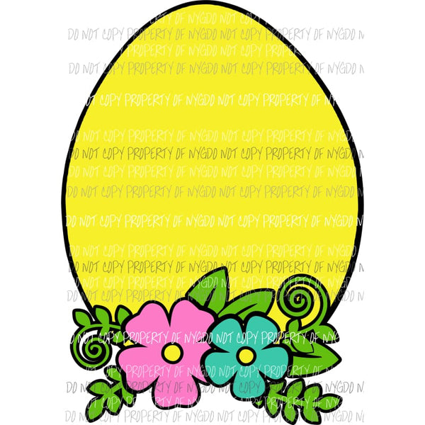 Floral Egg yellow Sublimation transfers Heat Transfer