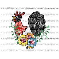 Flower Chicken Sublimation transfers Heat Transfer