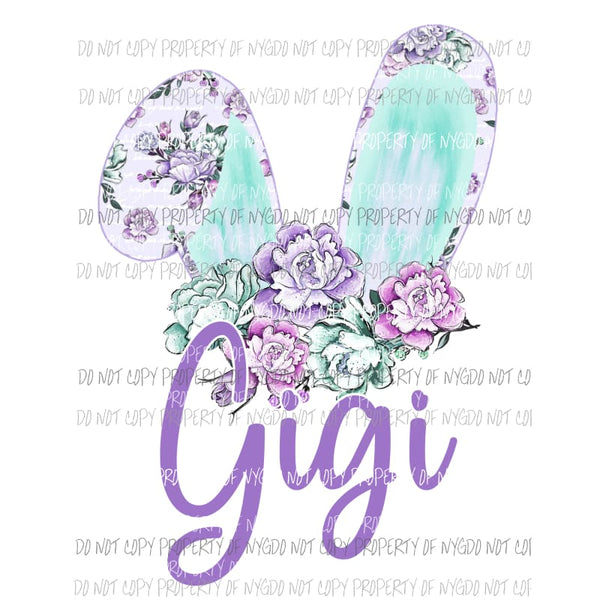 GiGi Floral Bunny Ears Sublimation transfers Heat Transfer