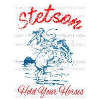 GIRL Stetson hold your horses RED Sublimation transfers Heat Transfer