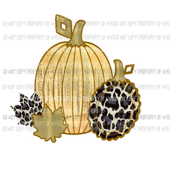 Gold Cheetah Leopard Pumpkin Sublimation transfers Heat Transfer