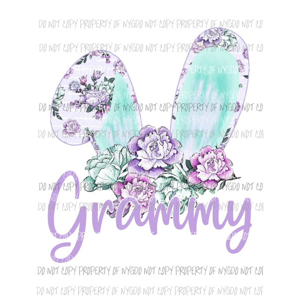 Grammy Floral Bunny Ears Sublimation transfers Heat Transfer