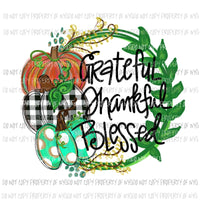 Grateful thankful blessed hand drawn pumpkins fall Halloween Sublimation transfers Heat Transfer