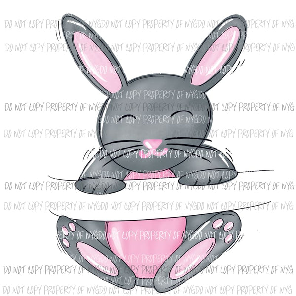 Grey Bunny Name Banner Sublimation transfers Heat Transfer