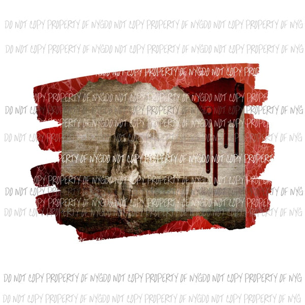 Halloween # 11 skull blood girl sitting on pier Sublimation transfers Heat Transfer